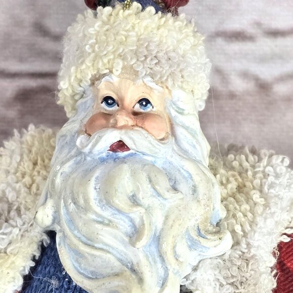 Old World Santa Gifts VTG Design Fabric Mache Roly Poly Christmas Ornament 6" - Picture 2 of 8